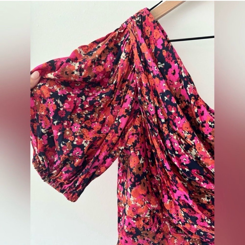 Amanda Uprichard Bexley One Shoulder Top Bloomessence Floral Large Ruched Knot - Picture 10 of 10